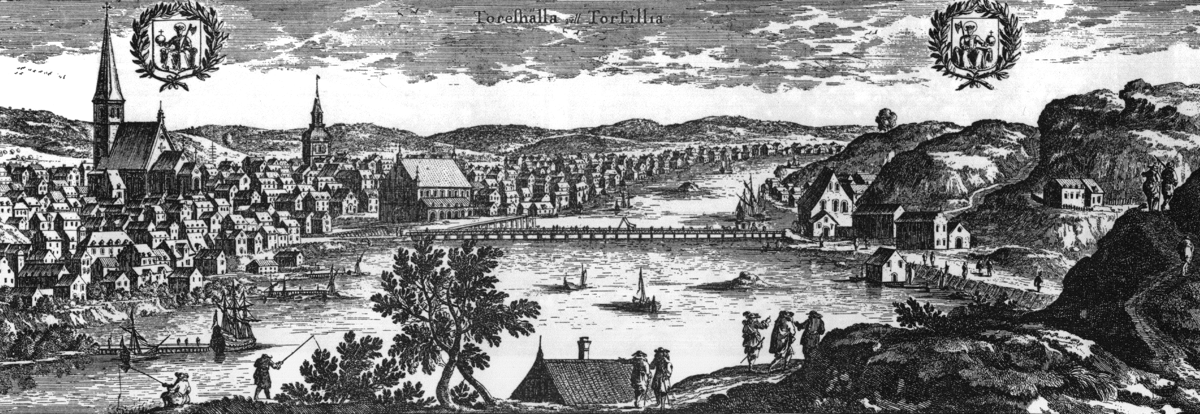Gravering av Torshälla i Suecia antiqua et hodierna